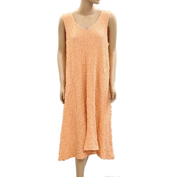 Free People Free Est Aida Maxi Dress A Line Crinkle Knit Sleeveless L New 284435 - Picture 5 of 9